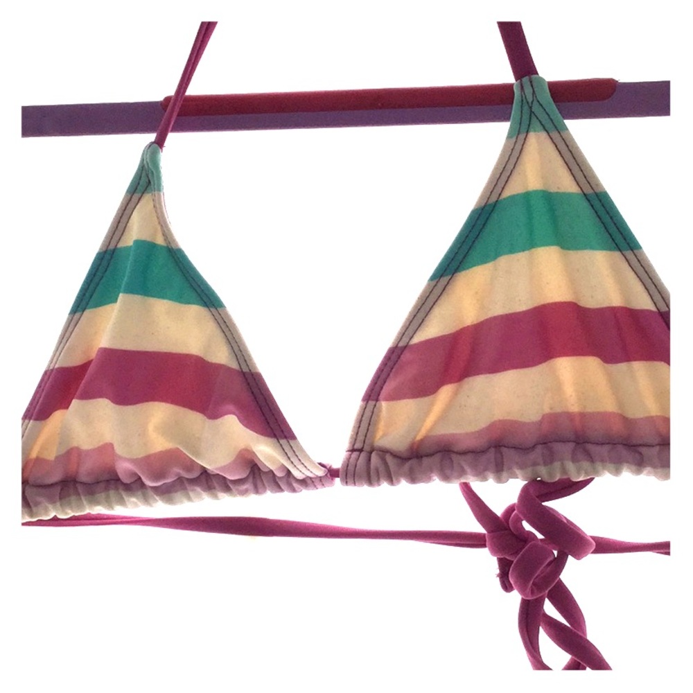 Striped triangle bikini top